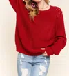 Adora Pearl Accent Sweater In Red In Red