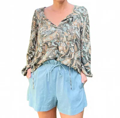 Adora Perfectly Paisley Top In Olive In Multi