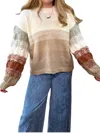 Adora Puff Sleeve Sweater In Ombre In Neutral