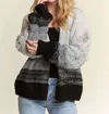 Adora Puff Sleeves Ombre Sweater Cardigan In Black & Gray Ombre