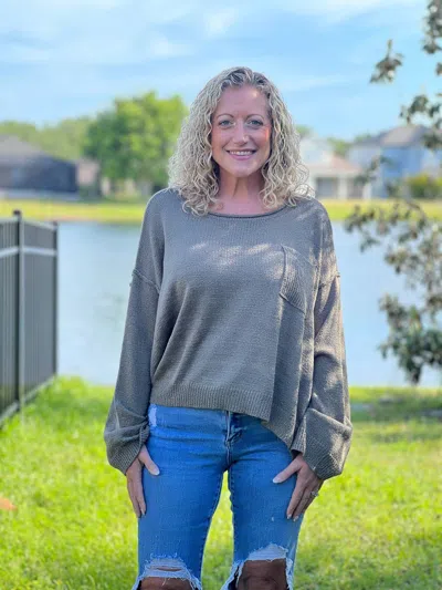 Adora Ready To Relax Sweater In New Olive In Gray