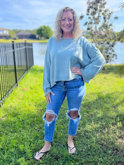 Adora Ready To Relax Sweater In Sage In Blue