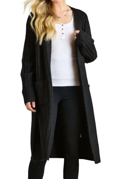 Adora Ribbed Sweater Cardigan - Plus In Black