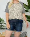 Adora Short Sleeve Plus Top In Leopard In Multi