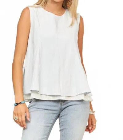 Adora Sleeveless Layered Swing Top In Light Blue In White