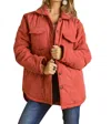 Adora Solid Quilted Side Pocket Jacket In Rust In Brown