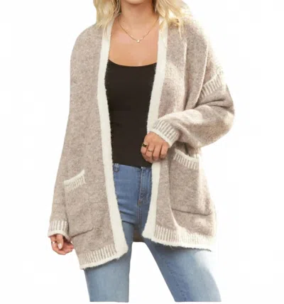 Adora Stitching Cardigan - Plus In Khaki In Gray