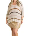 Adora Striped Sweater - Plus In Ivory/multi Stripe In Multi