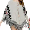 Adora Sweater Poncho Boho Style Top In Gray Multi In Gray