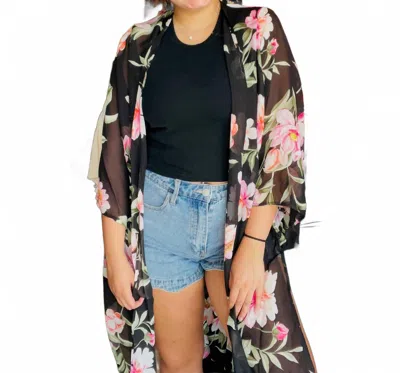 Adora Take Me On Vacation Chiffon Kimono In Multi