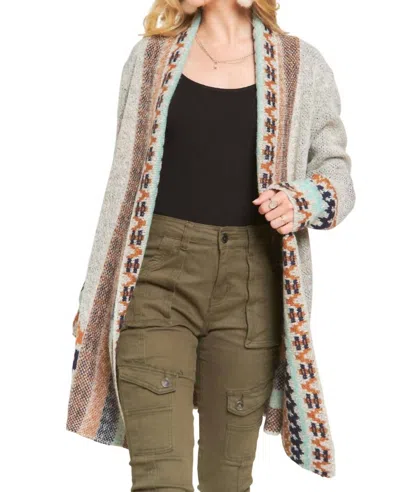 Adora Tribal Border Cardigan In Grey