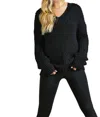 Adora V Neck Textured Sweater In Black In Black