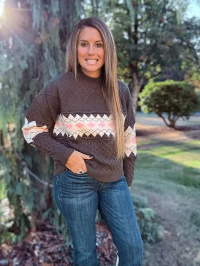 Adora Waffle Sweater In Charcoal In Multi