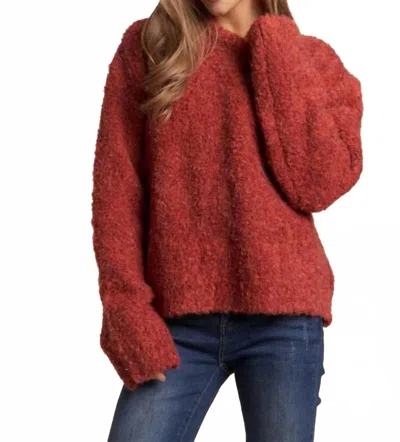 Adora Warm N Cozy Fuzzy Sweater Top In Red