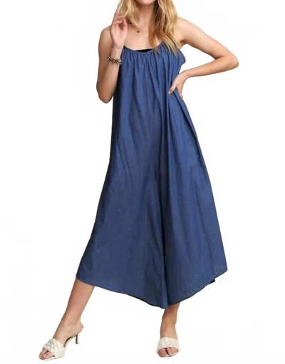 Adora Wide Leg Cami Jumpsuit In Denim In Transparent