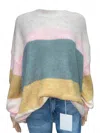 Adora Women's Colorblock Stripe Pullover Sweater In Oatmeal In Multi