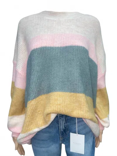 Adora Women's Colorblock Stripe Pullover Sweater In Oatmeal In Multi