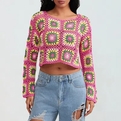 Adora Women's Crochet Top In Watermelon In Pink