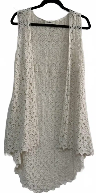 Adora Women's Crochet Vest In Beige In Neutral