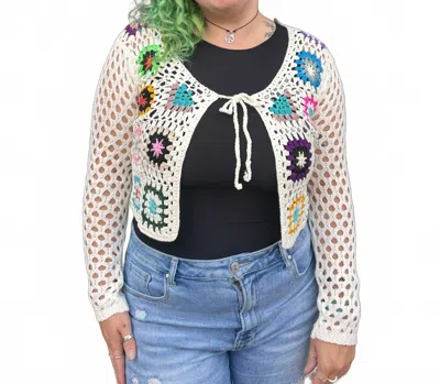 Adora Women's Marnie Crochet Cardigan In Multi In White