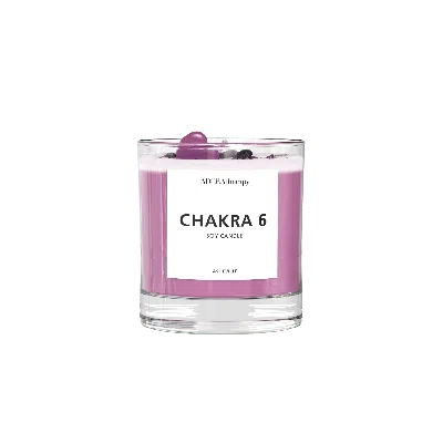 Adoratherapy Pink / Purple Chakra Six Soy Candle With Amethyst & Tourmaline Gemstones