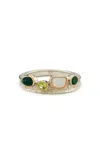 Adore Adorn Fantasy White Rhodium And Rose Gold Cocktail Ring In Pink