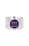 ADORE ADORN LILLY WHITE RHODIUM AND AMETHYST RING