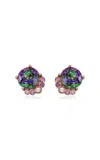 Adore Adorn Majestic Rose Gold Studded Earrings In Multi