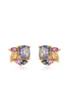Adore Adorn Mystique 14k Gold Studded Earrings In Multi