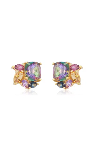 Adore Adorn Mystique 14k Gold Studded Earrings In Multi