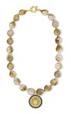 ADORE ADORN REAVA COIN BLUE SAPPHIRE AND PEARL NECKLACE