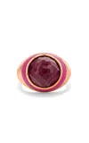 Adore Adorn Rouge Enamel Ruby Cabochon Ring In Pink