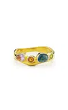 Adore Adorn Sandy 14k Gold Studded Cocktail Ring