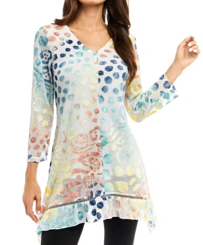 Adore Animal Print Burnout Tunic In Multi Colored In Blue