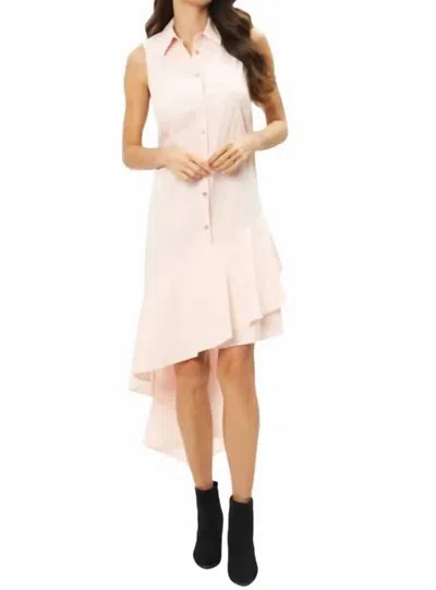 Adore Asymmetrical Ruffle Hem Shirt Dress In Blush Pink In Multi