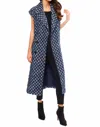 Adore Distressed Long Denim Vest In Multi