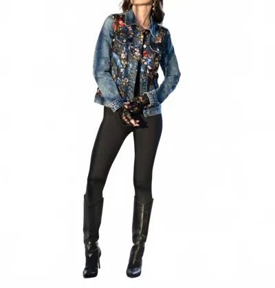 Adore Embroidered Long Sleeves Jacket In Denim Blue