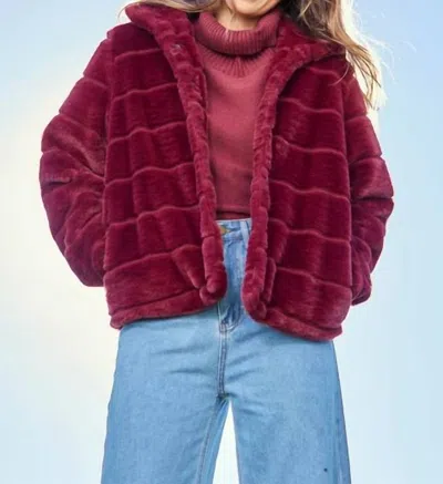 Adore Faux Fur Jacket In Burgundy