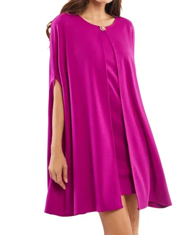 Adore Fluid Cape Overlay Dress In Purple In Pink