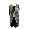 Adore Hand Painted High Low Checkered Cardigan In Green