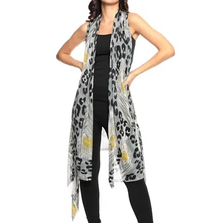Adore Hand Painted Vest In Black, White And Yellow In Multi