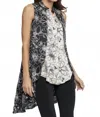 Adore Hi Lo Sleeveless Layer Tunic Blouse In Black/cream In Black