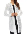 Adore Jazzy's Embroidered Cotton Duster Cardigan In White In White