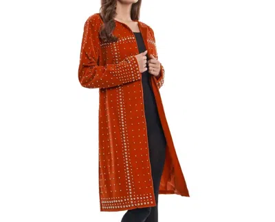Adore Long Velvet Studded Jacket In Orange