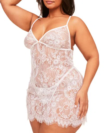 Adore Me Addison Unlined Babydoll & Panty Set Lingerie In White