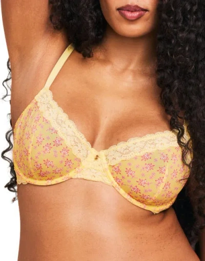 Adore Me Akari Unlined Demi Bra In Ditsy Yellow