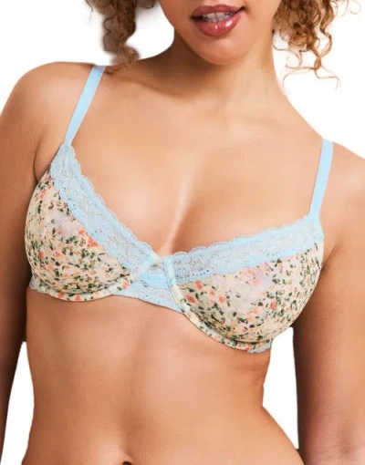 Adore Me Akari Unlined Demi Bra In Floral White