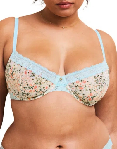 Adore Me Akari Unlined Demi Bra In Floral White