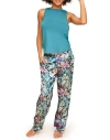 Adore Me Alania Tank & Pants Pajama Set In Floral Green