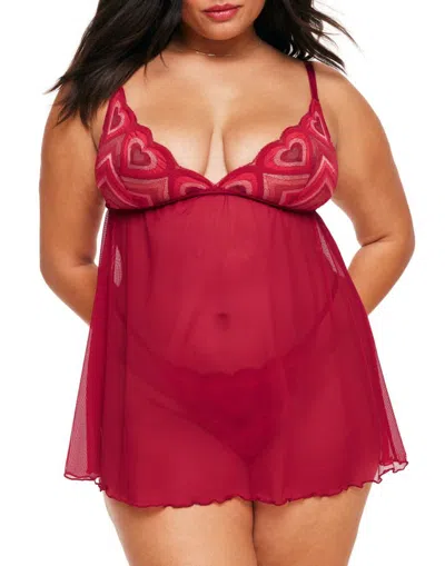 Adore Me Amorata Babydoll Underwear In Heart Red